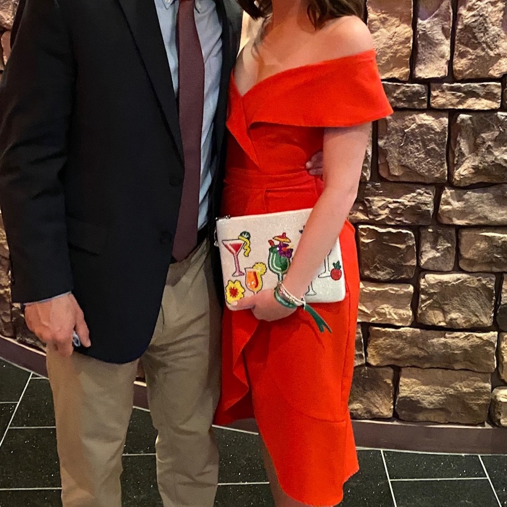 Off the Shoulder Red Midi Dress